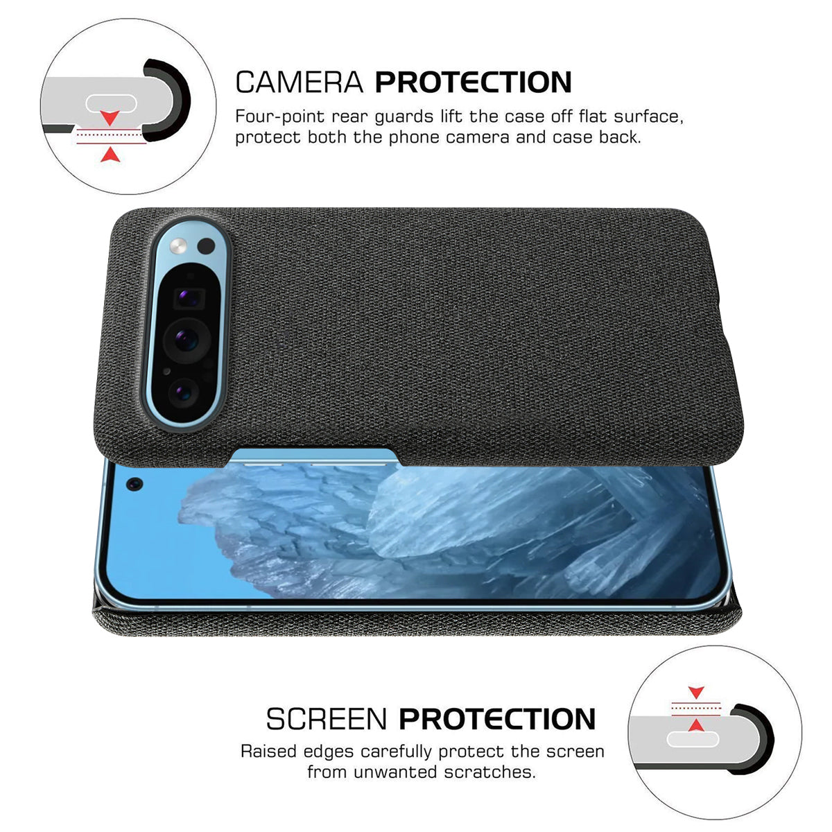 For Google Pixel 9 Case PC+Cloth Drop-resistant Phone Protective Cover For Google Pixel 9 Case PC+Cloth Drop-resistant Phone Protective Cover